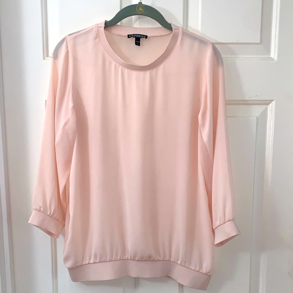 Express Sheer Blouse - Soft Pink - Y2K - Women’s S - LIKE NEW!